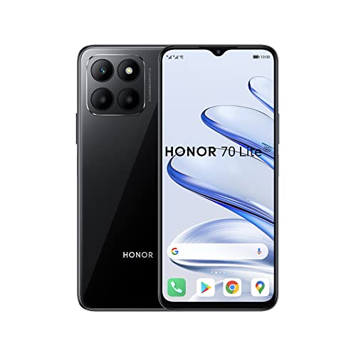 HONOR 70 Lite 5G, Smartphone con Pantalla FullView de 6,5″ 90 Hz, Triple cámara de 50 MP, Gran Batería de 5000 mAh, Turbo RAM 4+3GB, Gran Almacenamiento de 128GB, Android 12, Dual SIM, Black